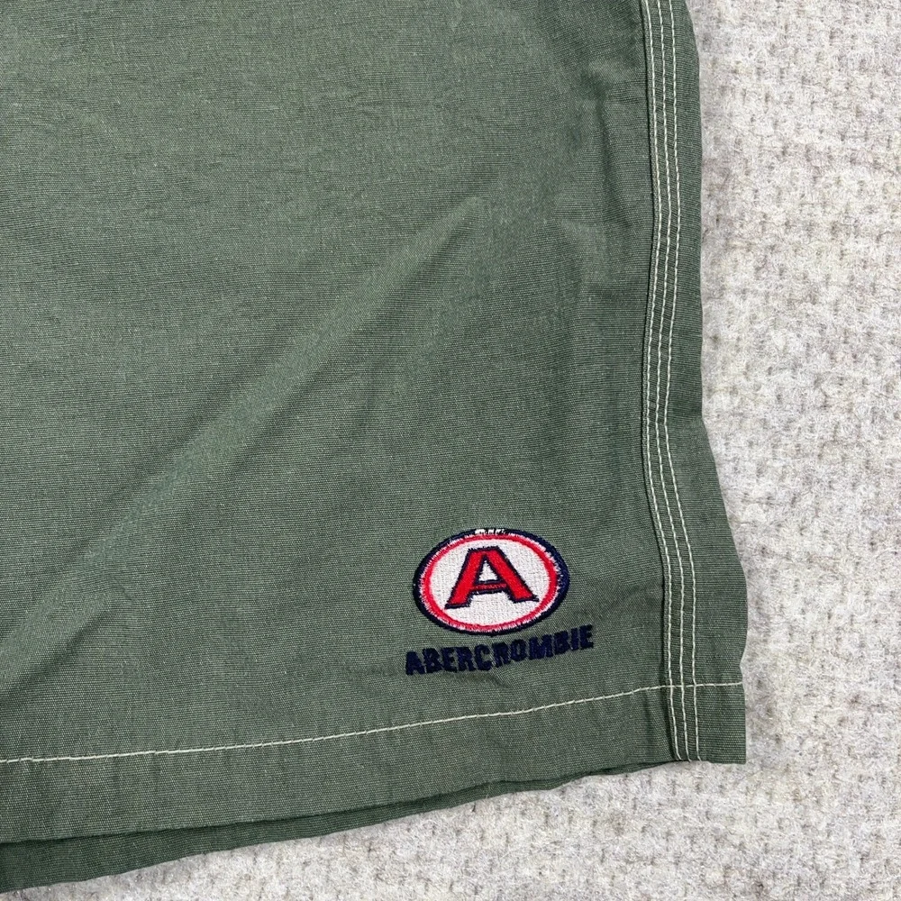Vintage Y2K Abercrombie Fitch Bored Shorts Men Medium Olive Green Swim Trunks